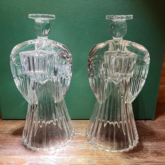 Set Of 2 -24% Lead CRYSTAL ANGEL CANDLE HOLDERS. The American Crystal Collection - Picture 7 of 11